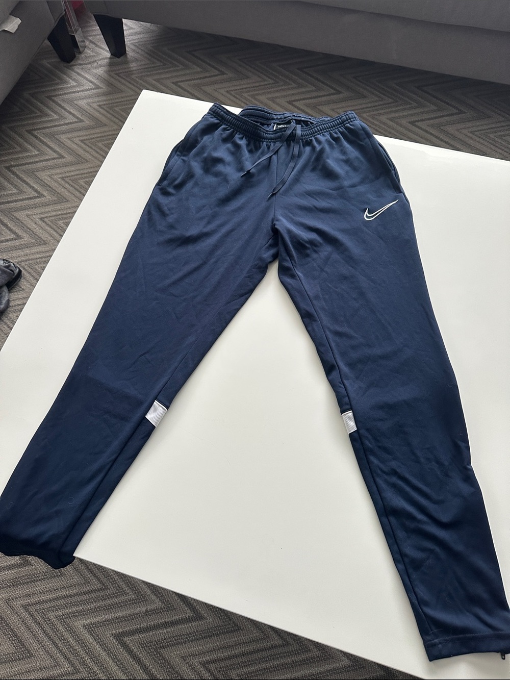 Nike Men’s Navy Blue Athletic Joggers with White Swoosh